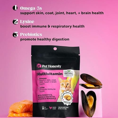 Cat Multivitamin Crunchy & Creamy Chews - Cat Treats for Health + Immune, Joint Support, Skin & Coat, & Digestion - Vitamins with Omega 3s, Lysine & Probiotics (30 Day Supply) thumbnail 3
