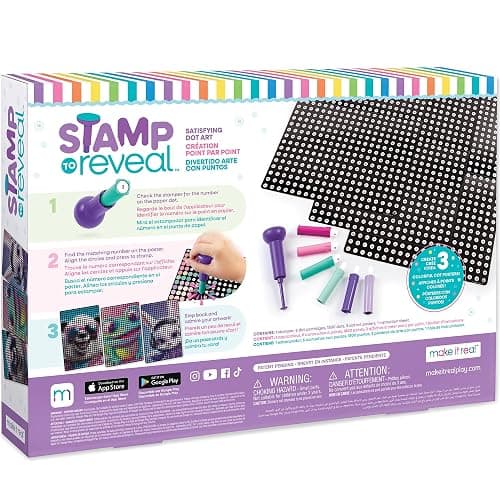 Make It Real Stamp to Reveal DIY Dot Posters, 1 Stamper per kit & 3 Dot Posters |Craft Kit, Artwork Activity, Girls & Kids Ages 6 Bunny, Frog, Panda thumbnail 2