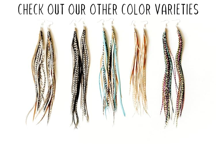 Feather Headz Bohemian handmade long lightweight feather dangle earrings for women thumbnail 6