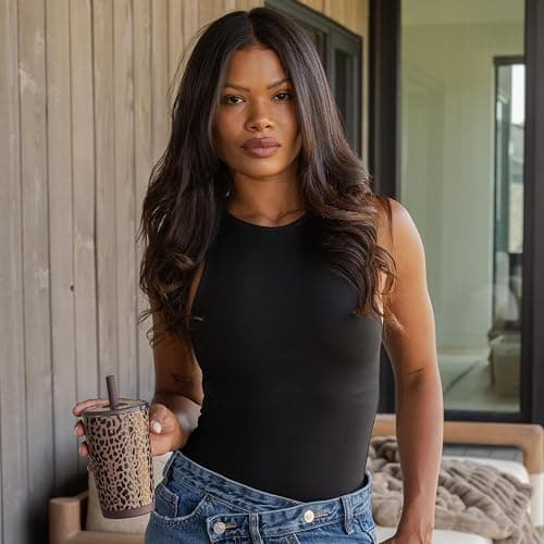 HydroJug Everyday Tumbler 14 oz, Ceramic-Lined Straw Cup, Brown Leopard thumbnail 2