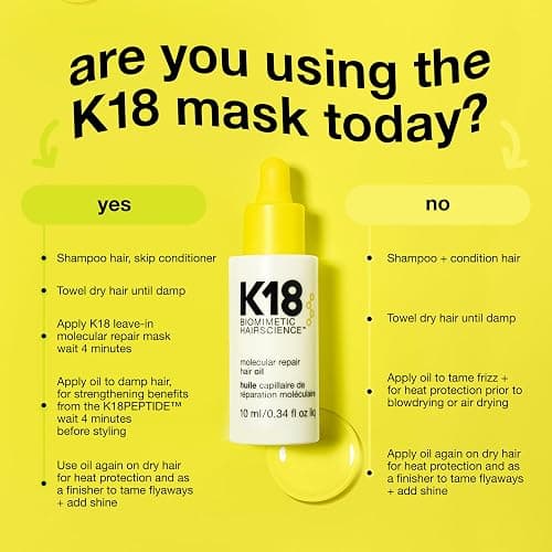 K18 Molecular Repair Hair Oil, Weightless Oil for Stronger, Healthier Hair, Suitable For All Hair Types - 0.34 Fl Oz (Pack of 1) thumbnail 6