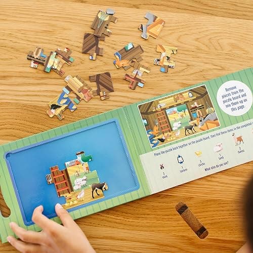 Melissa & Doug Take-Along Magnetic Jigsaw Puzzle Set – On the Farm (2 x 15 Piece) Travel Activity Toy for Preschoolers and Kids Ages 3+ - FSC Certified thumbnail 8