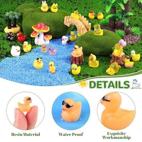 50PCS Mini Resin Animals Assorted Styles Cute Tiny Ducks,Miniature Duck Figures to Hide,Little Animal Toys Bulk for Topper Desk Garden Dollhouse Landscape Aquarium Ornaments DIY Crafts & Decor thumbnail 5
