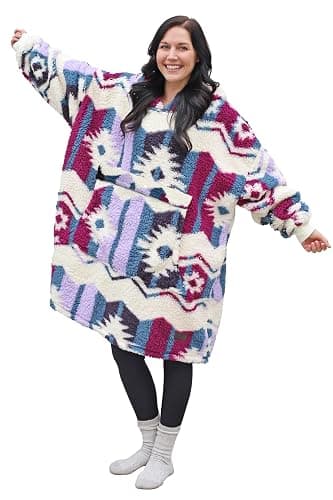 Catalonia Oversized Blanket Hoodie Sweatshirt, Wearable Sherpa Lounging Pullover for Adults Women Men - Image 1