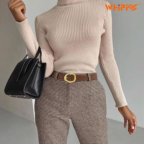 WHIPPY Leather Belt for Women Casual Waist Belt with Gold Buckle Fashion Ladies Belt for Jeans Pants Dress thumbnail 5