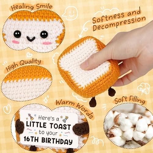 16th Birthday Gifts Girl Boys, Handmade Emotional Support Crochet Toast 16th Birthday Decorations Keepsake, Cute 16 Year Old Gifts fo Friends Daughter Son Niece Newphew Granddaughter Grandson thumbnail 5