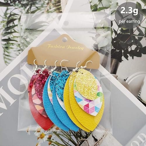 AOUXSEEM 321 Pcs Faux Leather Earrings Making Kit for Beginner, Contains 96 Pre Cut Evil Eye Earring Pieces with Hooks Jump Rings Opener Earring Display Cards and Self-Adhesive Bags thumbnail 2
