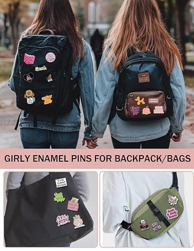 SOWPOPY 30 PCS Positive Enamel Pins Cute Enamel Pins Bulk Aesthetic Hat Pins for Backpacks, Funny Brooch Lapel Pin Set for Women Bags, Landyards, Shoes thumbnail 3
