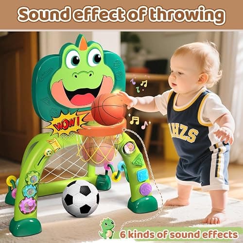 Marstone Baby Boy Toys for 1 2 3 Year Old Gifts: Toddler Basketball Hoop and Soccer Goal Activity Center Toys with Sound and Music for Kids, Girls 1-3, Interactive 1st First Birthday Present thumbnail 4