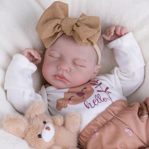 Milidool Lifelike Reborn Baby Dolls-20 inch Sleeping Realistic Newborn Baby Dolls, Soft Cloth Body with Feeding Toy for Kids Age 3 + thumbnail 3