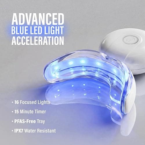 GuruNanda Teeth Whitening Kit, Up to 10 Shades Whitening, 40 Treatments | Wireless Led Accelerator Teeth Whitener|Comes with 8% Hydrogen Peroxide Teeth Whitening Gel Pen & Teeth Whitening Strips thumbnail 4