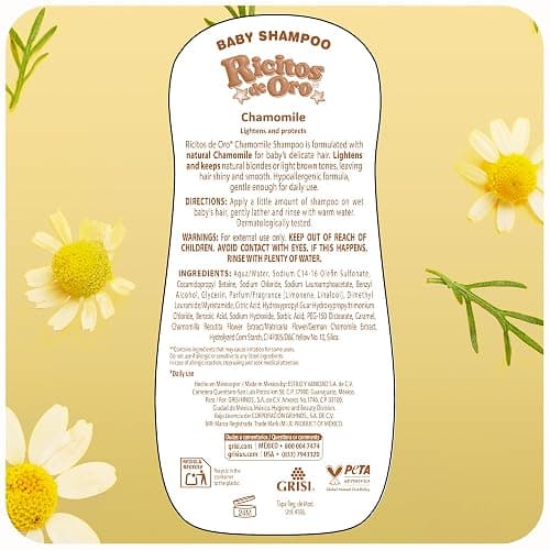 Ricitos de Oro Baby Shampoo with Chamomile – Gentle and Tear-Free Formula for Babies and Kids, Natural Lightening and Soft Conditioning Hair Care, Paraben-Free, Safe Daily Use, 8.4 fl oz, 3-Pack thumbnail 8