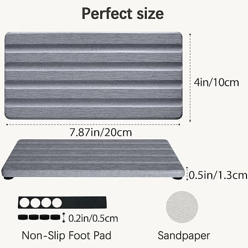 2 PCS Water Absorbing Stone Trays for Bathroom Sink & Kitchen Counter, Fast-Drying Diatomite Sink Caddy, Vanity Tray, Hand Soap Holder with Anti-Skid Pads (Grey, 7.9" x 4"/20 x 10cm) thumbnail 2