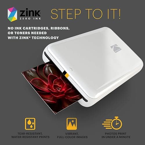 KODAK Step Instant Smartphone Photo Printer - Portable Mini Color Wireless Mobile Printer - Zink 2x3” Sticky-Back Photos - Bluetooth Compatible with iOS & Android Devices - Fun Editing App - White thumbnail 5