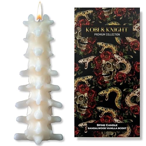 Kobi & Knight Spine Candle - Sandalwood Vanilla Scented Creepy Candles for Gothic Decor Gift - Ivory Spooky Vertebra Candle - Goth Decoration for Halloween thumbnail 9