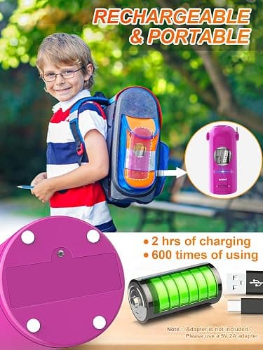 AFMAT Electric Pencil Sharpener, Fully Automatic Pencil Sharpener for Classroom, 7-11.5mm Colored/Jumbo Pencils, Auto in & Out, Rechargeable Hands-Free Sharpener for Home Office PSX5, Pink thumbnail 5