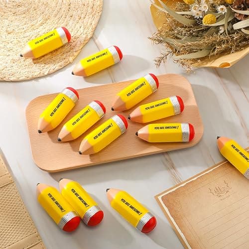 Jenaai 50 Pcs Motivational Pencil Stress Balls for Teacher You are Awesome Squeeze Balls Funny Mini Stress Relief Toy for Teacher Coworkers Employee Prizes Reward thumbnail 2