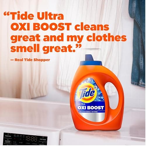 Tide Ultra Oxi Boost Liquid Laundry Detergent, 92 fl oz, 65 Loads, Advanced Stain Remover, Laundry Detergent Liquid with Extra Oxi Power thumbnail 8