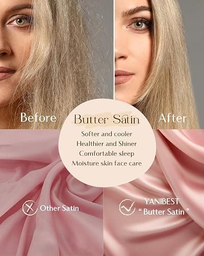 Yanibest Satin Pillowcase, Silk Pillow Cases for Hair and Skin with Zipper, Standard Pillow Cases Set of 2 for 20"x26", Exquisite Packaging for Women Men thumbnail 5