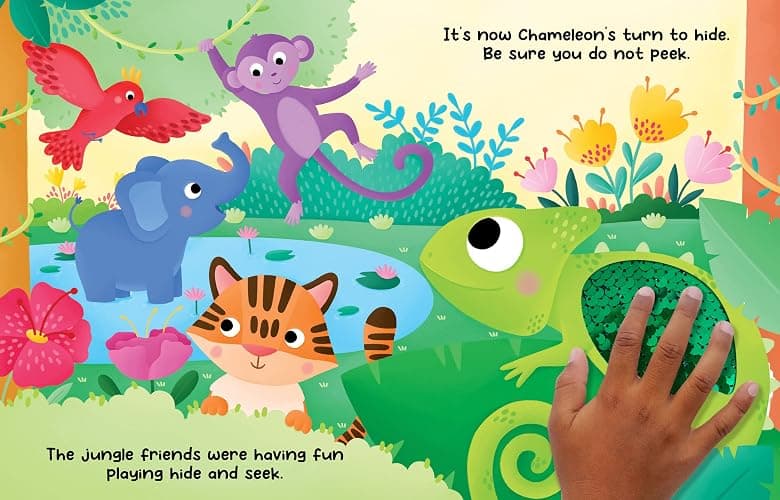 Chameleon's Colors - Children's Touch and Feel Storybook with 2-Way Sequins - Sensory Board Book thumbnail 3