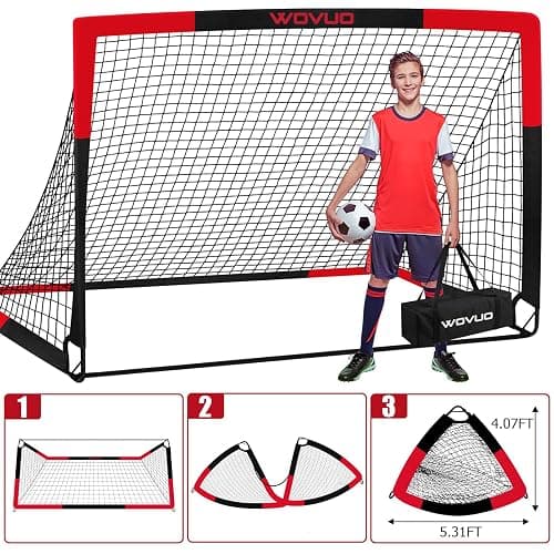 Kids Soccer Goals for Backyard Set of 2, 6x4 ft Portable Toddler Soccer Goal Training Equipment with Soccer Target, Ball, Cones, Soccer Net for Kids Age 3-5 6-8 8-12 10-12-14 Outdoor Sports Games Gift thumbnail 5