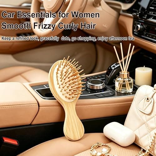 Mini Travel Hair Brush for Detangling Curly, Thick, Wet and Dry Hair | Small Compact Bamboo Brush for Women Girls, Easily Removes Knots; Travel Must-Have for Purse, Car, Office, Gym, Beach & Trips thumbnail 9