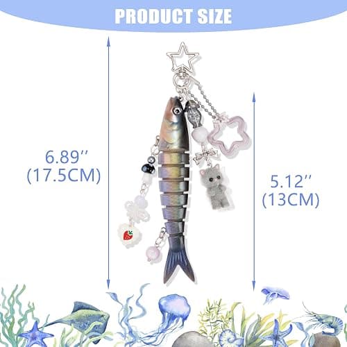 XGALBLA Cute Lifelike Fish Keychain, Aesthetic Y2K Charms Keychain Accessories for Bag Charms Purse Gift, Fishing Gifts thumbnail 2