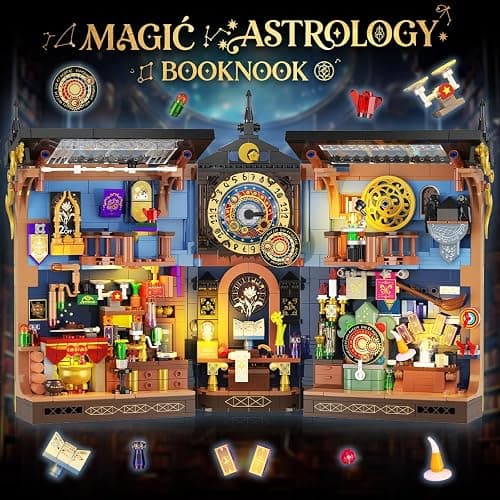 INSOON Magic Astrology Book Nook Building Set with Lights, 946 PCS DIY Booknook Building Block Model Kit for Home Bookshelf Decor, Miniature House Building Brick for Adults Teens Boys Girls Ages 10+ thumbnail 3