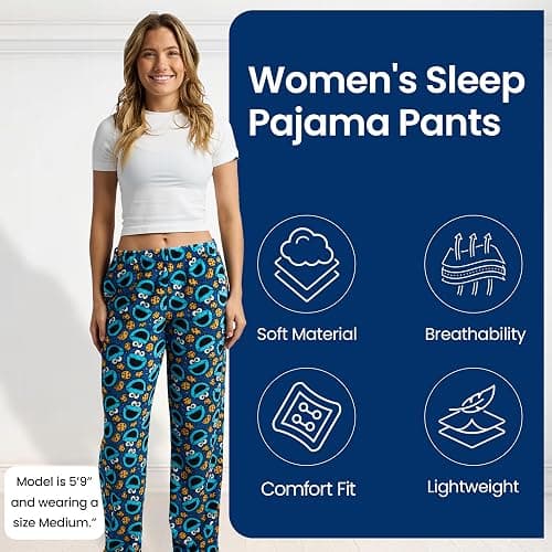 Sesame Street Cookie Monster All-Over Print Women's Sleep Pajama Pants thumbnail 2