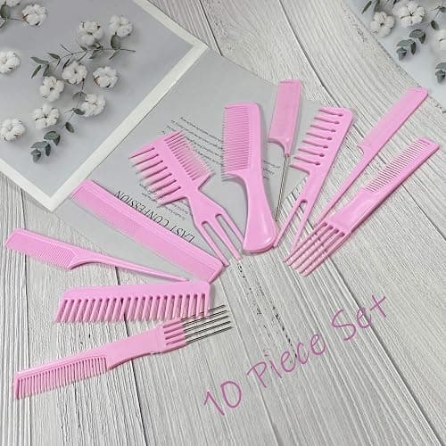 10 Pcs Professional Styling Comb Set - Coarse and Fine Toothed Pick Combs for Hairstyling thumbnail 4