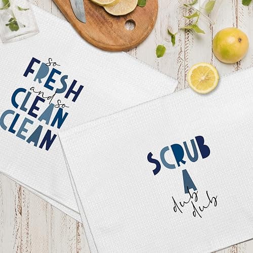 Sviojuce Blue Boys Kids Nursery Bathroom Decor Hand Towels 16x24 Set of 2, So Fresh and So Clean Towels Gifts for Kids Baby Toddlers, Scrub a Dub Bathroom Kitchen Hand Towel Decor thumbnail 6