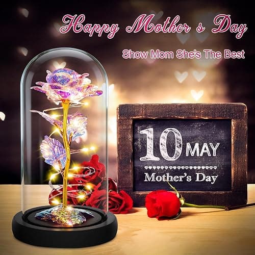 Childom Mothers Day Mom Gifts for Mom,Birthday Gifts for Women Moms Grandma,Flowers for Delivery Prime,Colorful Light Up Rose in A Glass Dome,Anniversary Valentines Roses Gift for Her Wife Daughter thumbnail 8