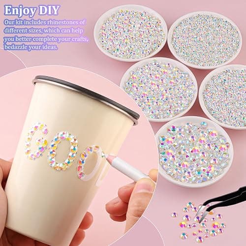 30000Pcs Resin Jelly Rhinestones with Tweezers for Crafting, Transparent AB Flatback Gems, Bedazzling Crystal with 3Pcs 10ml B7000 Jewelry Glue for DIY Crafts Clothing Tumblers Shoes Fabric Nail Art thumbnail 3