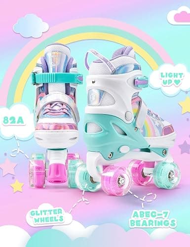 SULIFEEL Rainbow Unicorn 4 Size Adjustable Roller Skates for Girls Boys for Kids Ages 3-5 5-8 6-12 Children Skates Indoor Outdoor thumbnail 6