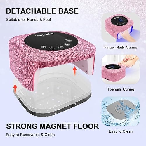 UV Nail Lamp 54W, Cordless Gel UV Led Nail Lamp for Gel Nail Polish, Rechargeable UV Nail Light Nail Dryer with 4 Timer and LCD Display, Professional Fast Curing Lamp Nail Art Tools with Rhinestone thumbnail 5