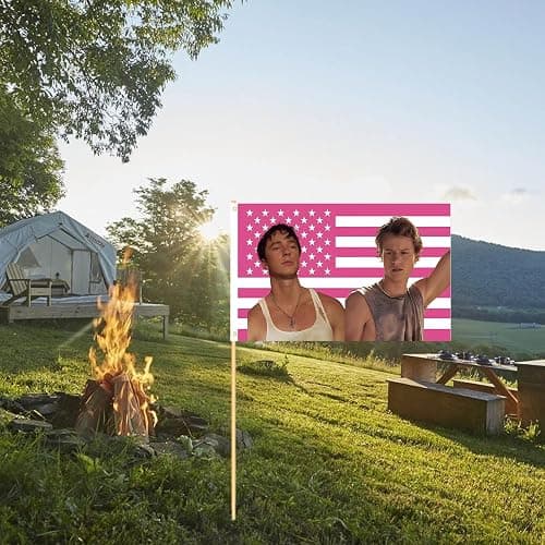 WENWELL JJ and Rafe USA Flag Tapestry - Funny Pink OuterBanks America Flag 3x5 Feet,Polyester Banner for College Dorm Room Bedroom Outdoor Parties Decor with Brass Grommets thumbnail 4