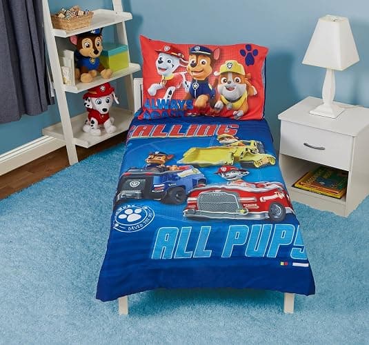 Paw Patrol Calling All Pups 4 Piece Toddler Bedding Set – Includes Comforter, Sheet Set – Fitted + Top Sheet + Reversible Pillowcase for Boys Bed, Blue thumbnail 8