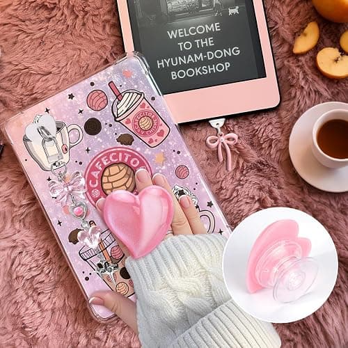 AIERSA Cute Charms Set for Kindle,Including Dust Plug Charm Type C/USB C,Heart Grip Holder,Bling Keychains with Hook for Kindle Accessories,Compatible for Kindle Paperwhite 11th 12th Generation-Pink thumbnail 5