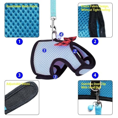 Rypet Ferret Harness and Leash - Soft Mesh Small Pet Harness with Safe Bell, No Pull Comfort Padded Vest for Guinea Pig, Hamster, Rats and Similar Small Animals thumbnail 4