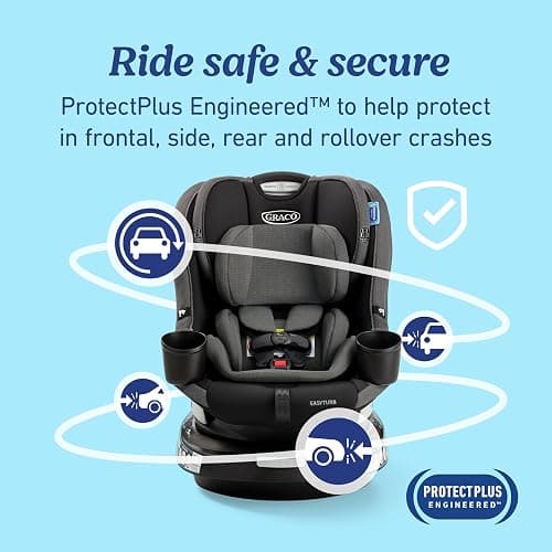 Graco EasyTurn 360 2-in-1 Convertible Car Seat, 360 Degree Rotating Infant to Toddler Rotating Car Seat, 2 Modes Forward and Rear Facing, Slim Design, Cyran thumbnail 5