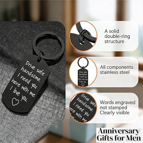 Drive Safe Keychain for Boyfriend - Drive Safe Handsome I Need You Here With Me Keyring Birthday Valentine’s Day Gifts for Him Boyfriend Husband Gifts thumbnail 3