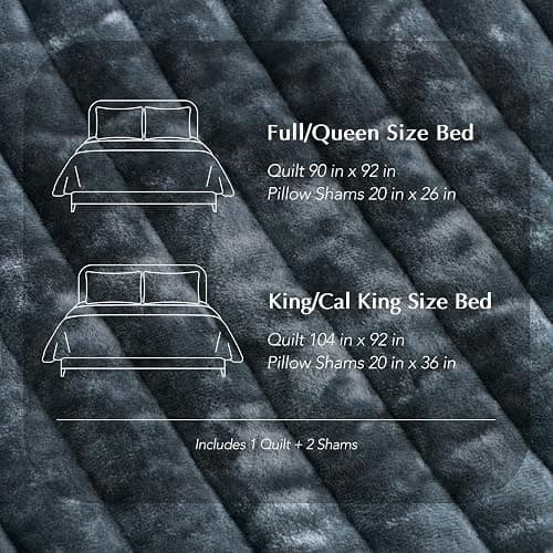 EVERGRACE Velvet Quilt Set King Size, Luxurious Soft Striped Channel Bedding Set, Lightweight Velvet Comforter for All Season, Oversized Bedspread Coverlet with 2 Matching Shams, Stormy Blue thumbnail 8