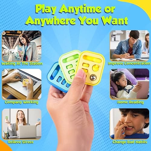 Handheld Fidget Toys for Kids Adults: Multi-Functional Silent & Audible Fidget Pad for ADHD Anxiety Relief - 3 Pack Stress Sensory Toys with Slider, Gears, Controller Stick, Balls - Classrooms Prize thumbnail 2