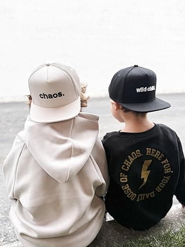 Denver James Kids Statement Ball Caps - Snapbacks and Trucker Hats for Ages 6 Months to 2 Years, for Infants and Toddlers - Chaos. - Cream thumbnail 3