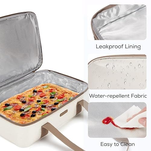 TOURIT Double Decker Insulated Casserole Carrier for Hot or Cold Food Expandable Thermal Food Carrier for Picnic Cookouts Potluck Parties Fits 9" x 13" Baking Dish thumbnail 5