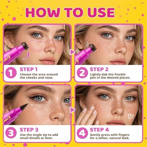 Dual-Ended Freckle Stamp Pen,Sponge Stamp & Precision Tip,Caramel Brown 03 | Soft sponge stamp, precision tip, realistic faux freckles, waterproof, long-lasting, buildable color, natural or bold looks thumbnail 8