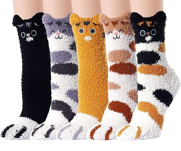 Ginmewrae Women Fuzzy Socks Cozy Soft Fluffy Cute Animal Slipper Socks Sleeping Warm Socks Christmas Gift for Girls - Image 1