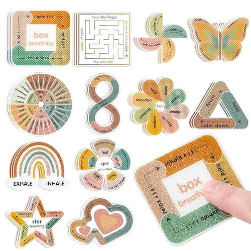 Sensory Strips for Anxiety Calming Stickers, 36Pcs 2 Textured for Mood Calming, Breathing Mindfulness Fidget Sticker for Kids, Anxiety Relief at Office & Classroom Desk - Image 1