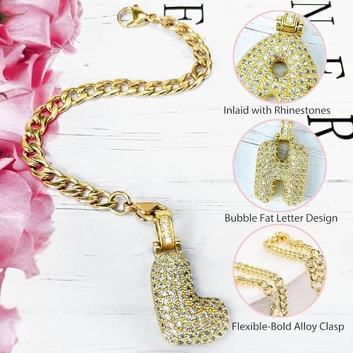 LUHOHI Cup Charms for Stanley Handle- Bubble Letter Charms Accessories for Stanley 40 Oz Tumblers Cute Fat Initial Keychain with Diamond Glitter Jewelry Personalized Water Bottle Decorations L thumbnail 3