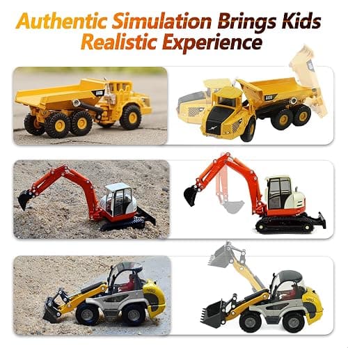 iPlay, iLearn Heavy Duty Construction Site Playset, Metal Dump Truck, Excavator Digger Backhoe, Tractor Bulldozer Diecast Vehicle, Outdoor Sandbox Car Toy, Birthday Gift 3 4 5 Year Old Boy Kid Toddler thumbnail 4